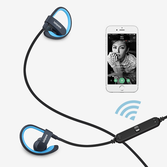 Bezdrátová Bluetooth 4.2 sluchátka s ovladačem hlasitosti mikrofonem a přeskakováním písniček sportovní pecky Ipipoo IL98BL.
